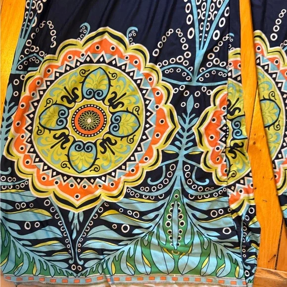 Boho Mandala Print Wide Leg Palazzo Pants - Navy & Multi - Picture 3 of 5